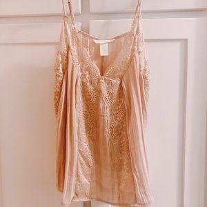 H&M Nude Tan Cream Lace Cami Top Blouse Size 8